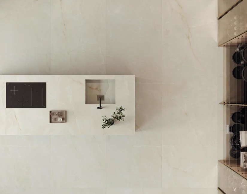 Atlas Plan Porcelain Marvel Onyx White Polished slab