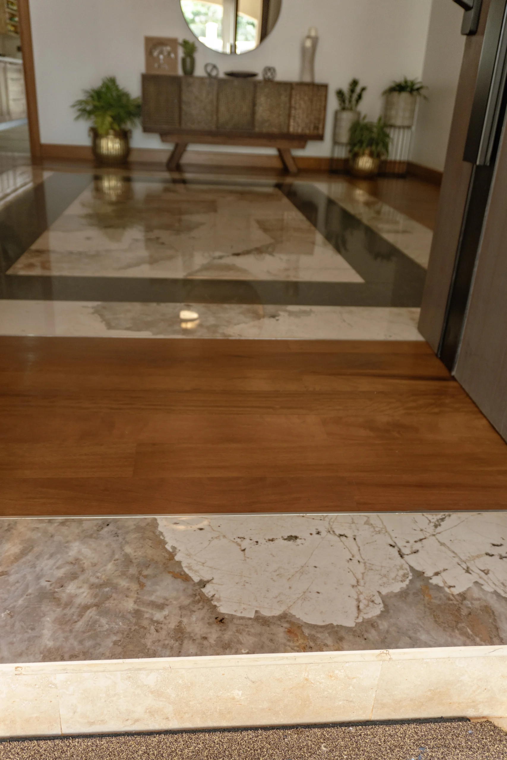 Custom Entrance Flooring, Dekton Khalo Framed in Caesarstone Empira Black, Kenya photo 4