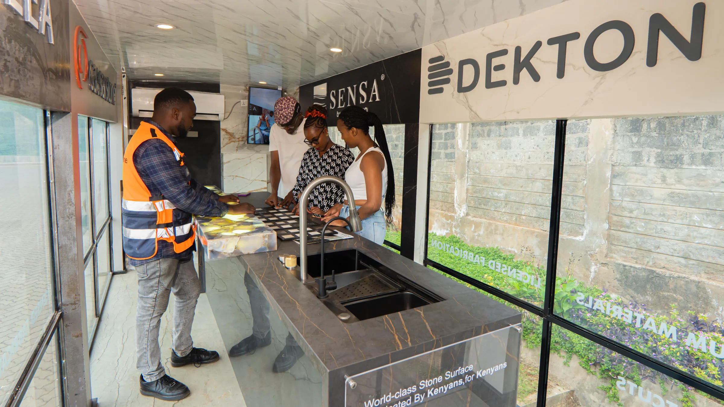 Elegant Fittings sign and Mobile Showroom truck at our Runda compound